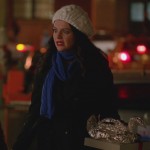 Penny’s cobalt blue knit scarf on Happy Endings