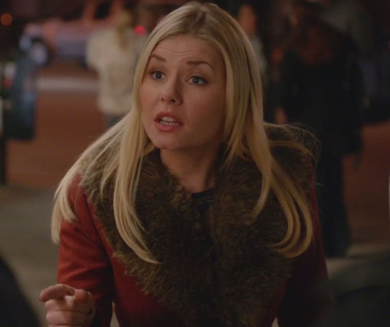 Alex’s red jacket with big fur collar on Happy Endings