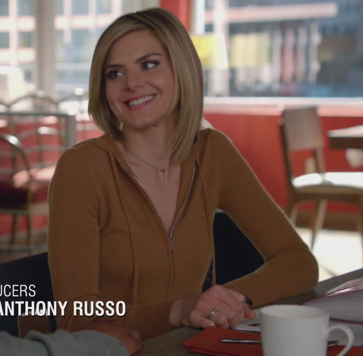 Jane’s camel/tan hoodie on Happy Endings