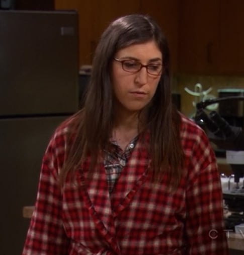 Amy’s red check robe on The Big Bang Theory