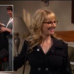 Bernadette’s black coat with silver buttons and ruffles on The Big Bang Theory