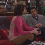 Robin’s pink sweater with cream back on How I Met Your Mother