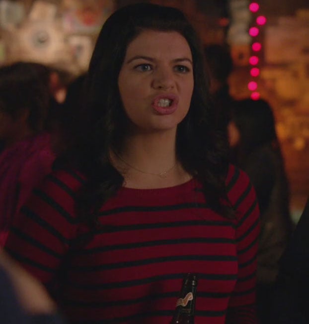 Penny’s red thin stripe top on Happy Endings
