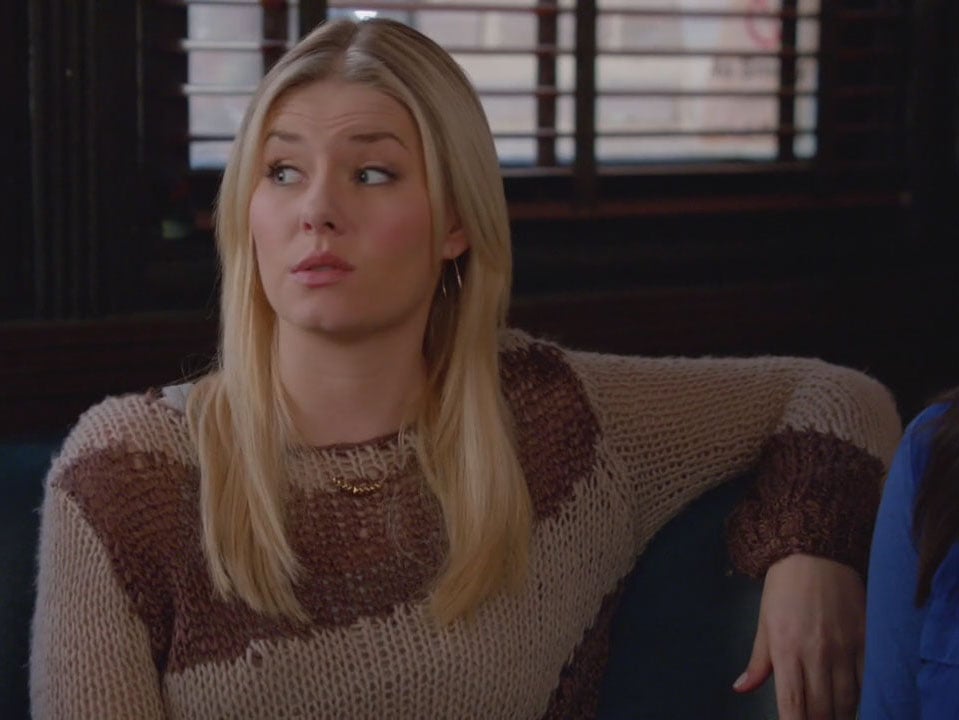 Alex’s brown knit sweater on Happy Endings