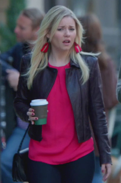 Alex’s dark purple leather jacket on Happy Endings