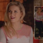 Alex’s pink lace top and hot pink belt on Happy Endings