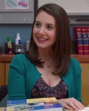 Annie’s floral dress and green cardigan on Community