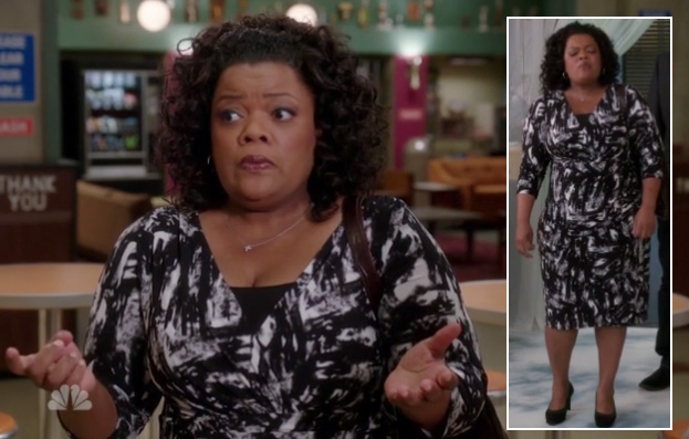 Shirley’s black and white wrap dress on Community