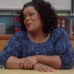 Shirley’s blue snakeskin pattern top on Community