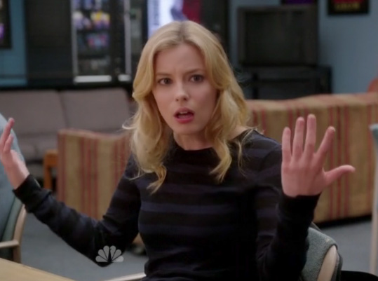 Britta’s black sheer striped top on Community