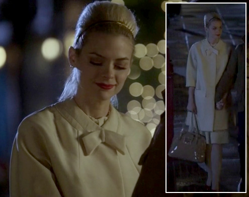 Lemon’s cream coat and beige patent leather handbag on Hart of Dixie