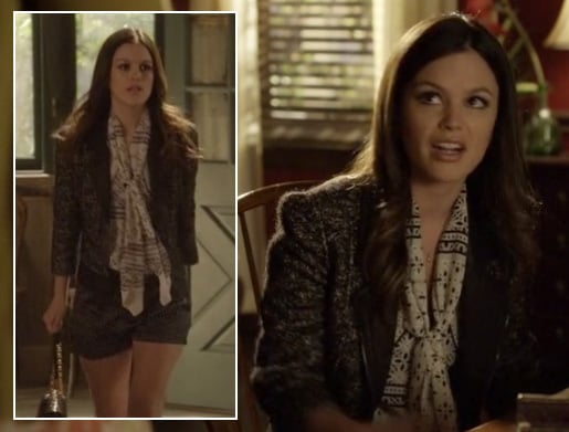 Zoe’s grey blazer and black and white scarf on Hart of Dixie