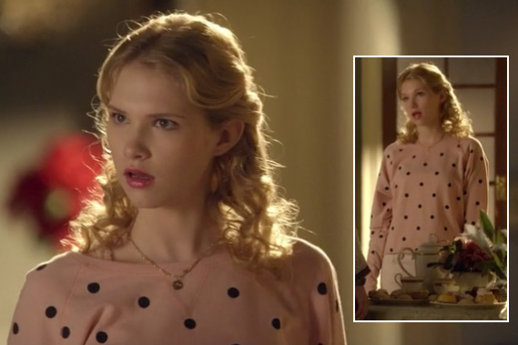 Magnolia’s peach polka dot sweater on Hart of Dixie