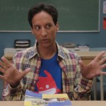 Abed’s blue shirt with red character on it on Community