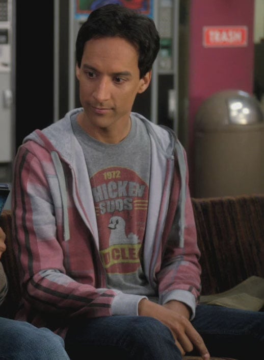 Abed’s grey chicken suds shirt on Community