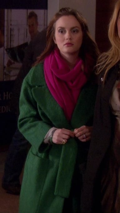 Blair’s green coat and pink scarf on Gossip Girl