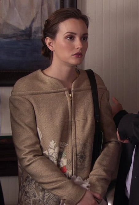 Blair’s beige coat with flowers on Gossip Girl