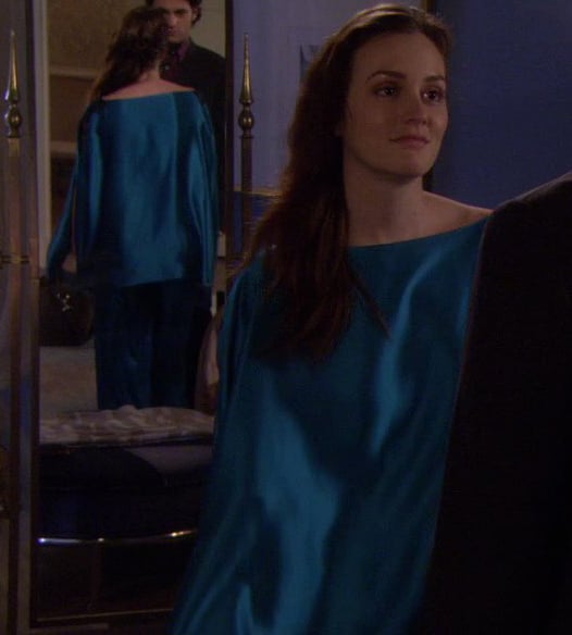 Blair’s blue silk pajamas on Gossip Girl
