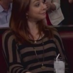 Lily’s brown and black striped maternity top on How I Met Your Mother
