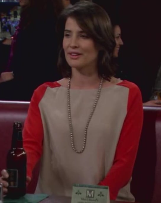 Robin’s cream and red color block top on How I Met Your Mother