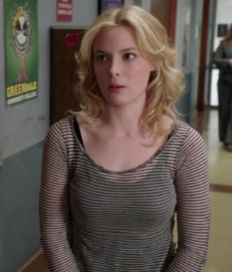 Britta’s sheer black and white striped top on Community