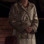 Blair’s metallic champagne colored coat and brown bag on Gossip Girl