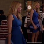 Serena’s cobalt blue dress and clutch on Gossip Girl