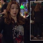 Lily’s firework/flower style top with capped flats on How I Met Your Mother
