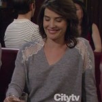 Robin’s grey sweater with lace shoulder detail on How I Met Your Mother