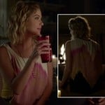 Hanna’s white, pink and yellow tie dye style top on Pretty Little Liars