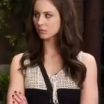 Spencer’s black and white dress with tie front on Pretty Little Liars