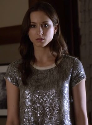 Spencer’s metallic top on Pretty Little Liars