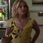 Hanna’s yellow top and straw shoulder bag on Pretty Little Liars