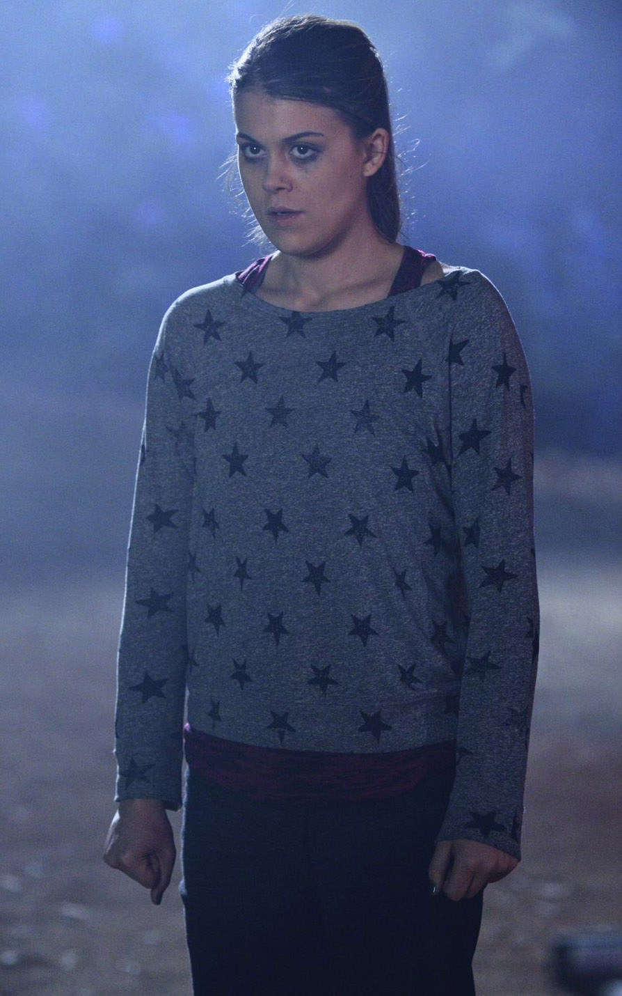 Paige’s grey star print sweater on Pretty Little Liars