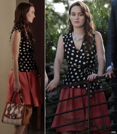 Blair's polka dot top with red skirt on GG