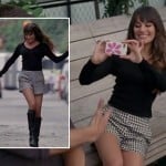 Rachel’s black and white shorts and knee high boots on Glee