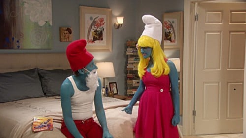 Bernadette's pink smurf dress on The Big Bang Theory