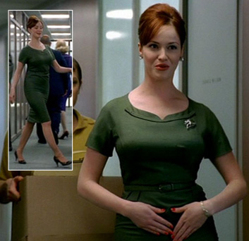 Joans green dress on Mad Men pilot