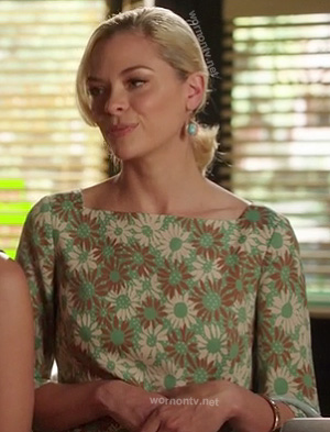 Lemon’s green and brown daisy print dress on Hart of Dixie