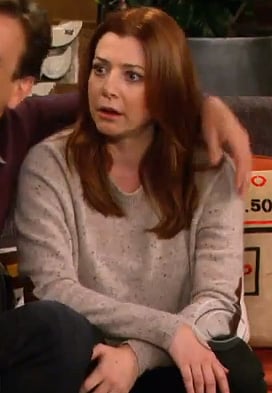 Lily’s beige sweater with elbow patches on How I Met Your Mother