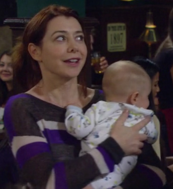 Lily’s purple, grey and white striped sweater on How I Met Your Mother