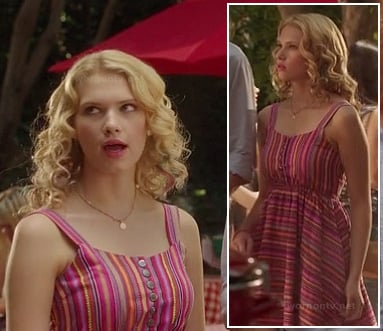 Magnolia’s pink striped dress on Hart of Dixie