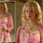Magnolia’s pink and yellow floral dress with pink cardigan on Hart of Dixie
