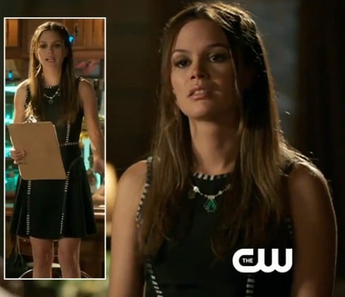 Rachel Bilsons black dress with silver trim on Hart of Dixie season 2