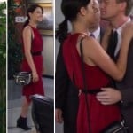 Robin’s red dress and black & white bag on How I Met Your Mother