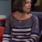 Victoria’s blue striped sweater with lace on How I Met Your Mother