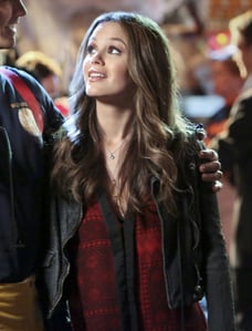 Zoe Hart’s red and black top with jacket on Hart of Dixie halloween ep