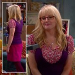 Bernadette’s hot pink skirt with magenta tights and purple vest on The Big Bang Theory