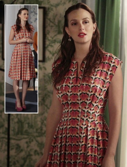 Blair's orange and black floral dress on Gossip Girl