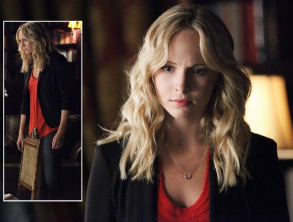 Caroline's silver heart necklace on Vampire Diaries